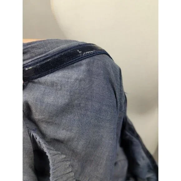 J.Crew Strapless Chambray Rose and Ruffle A-Line Dress 100% Cotton Size 0 - Picture 7 of 9